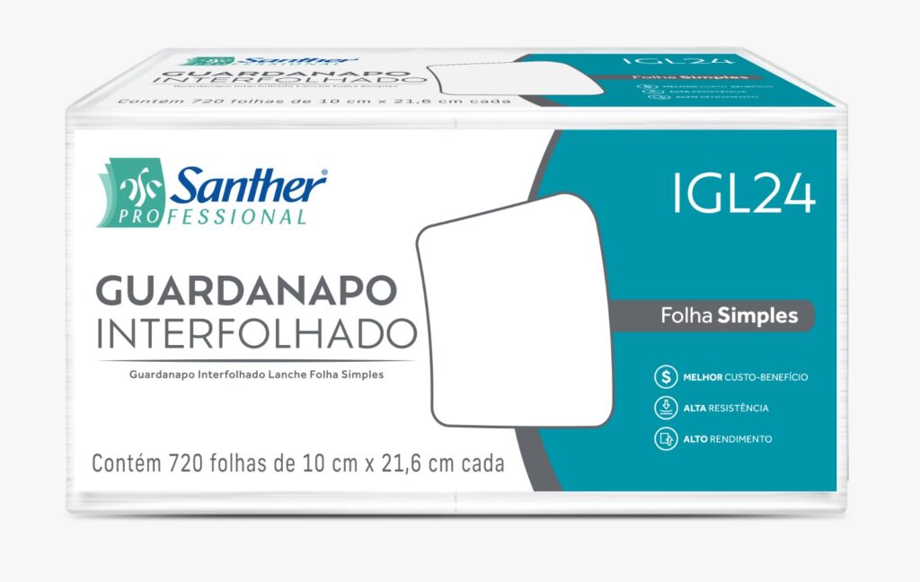 Guardanapo Interfolhado Inovatta Folha Simples da Santher IGL24