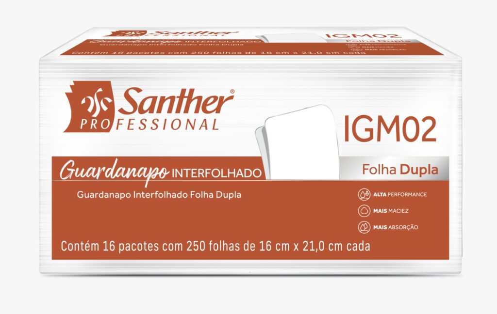 Guardanapos Interfolhados Santher Professional IGM02 Inovatta Folha Dupla