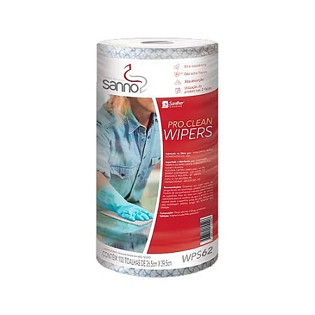 Pano Wiper Multiuso ProClean com 100 toalhas em rolo azul WPS62