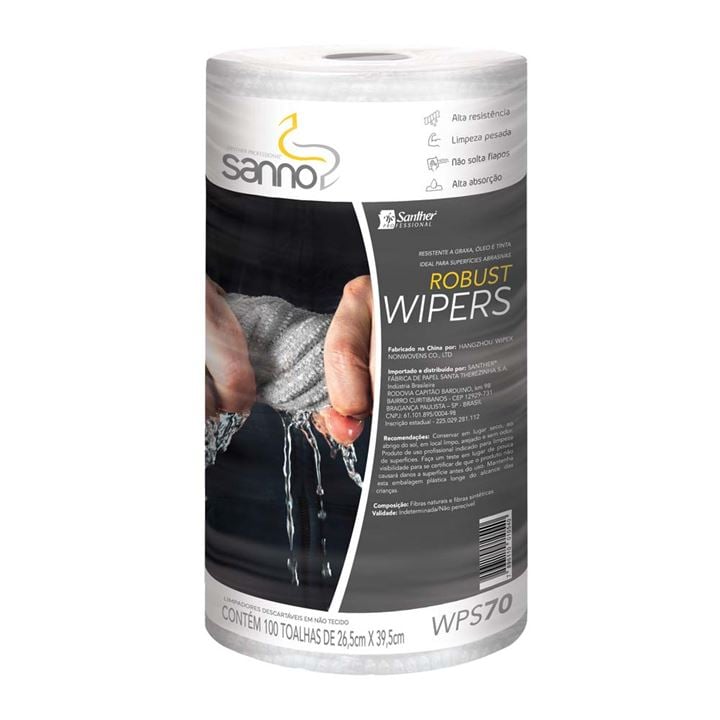 Pano Wiper Multiuso Robust com 100 toalhas em rolo Santher WPS70