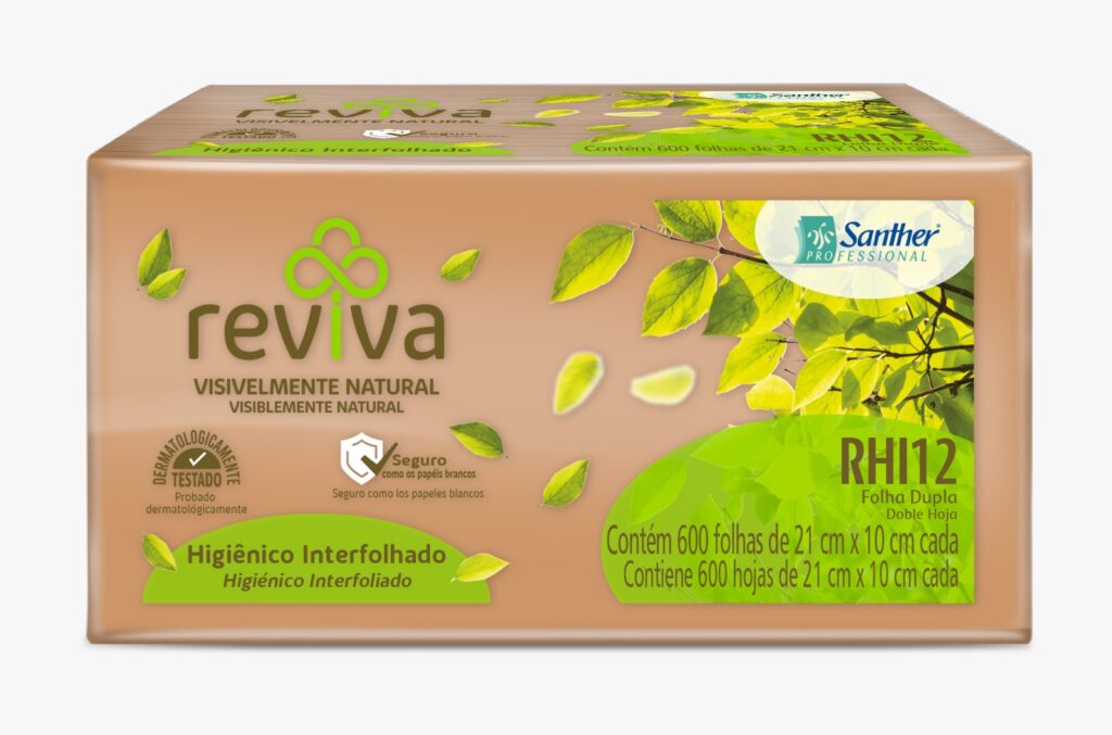 Papel Higiênico Folha Dupla Interfolha 2 Dobras Caixa folhas Reviva RHI12