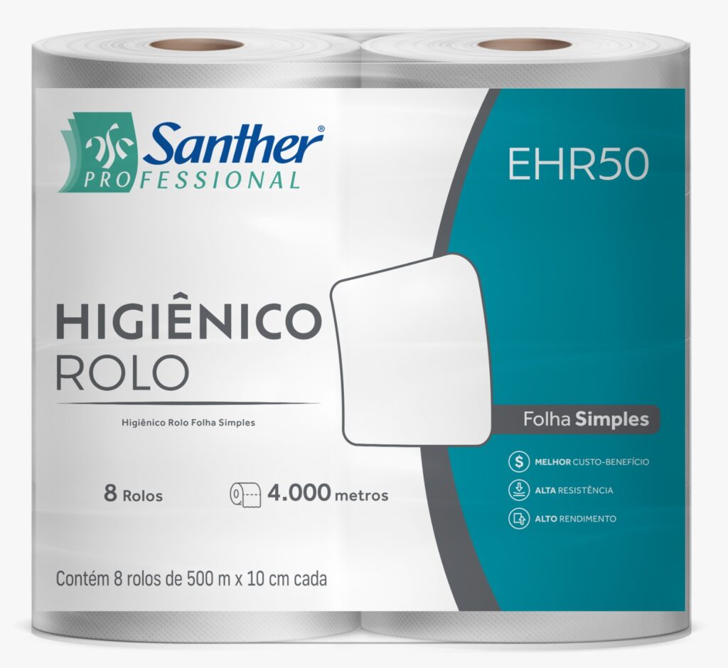 Papel Higiênico Rolo Folha Simples Eco da Santher EHR50