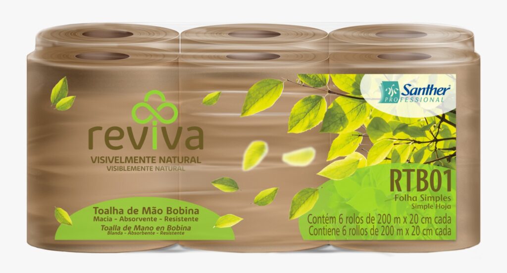 Papel Toalha Bobina Autocorte Reviva Santher RTB01