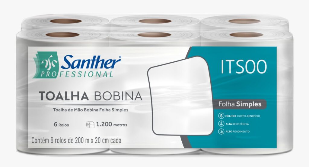Papel Toalha Bobina Folha Simples Inovatta Santher ITS00
