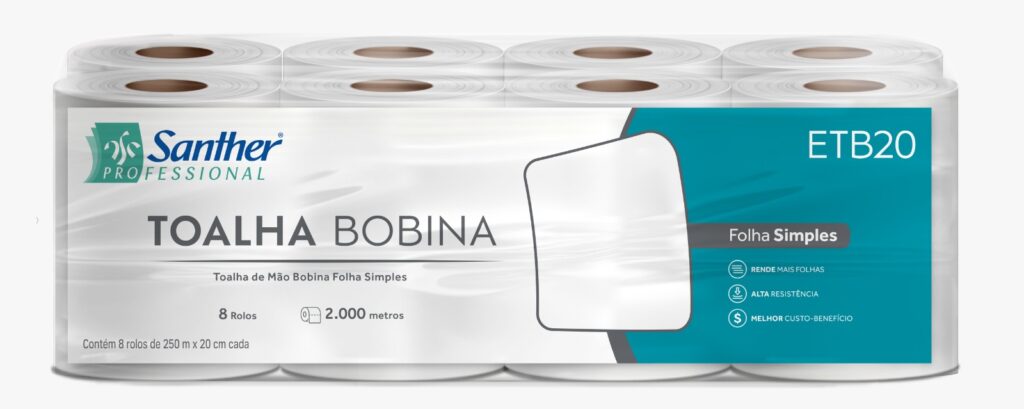 Papel Toalha Bobina Autocorte Eco Santher ETB20