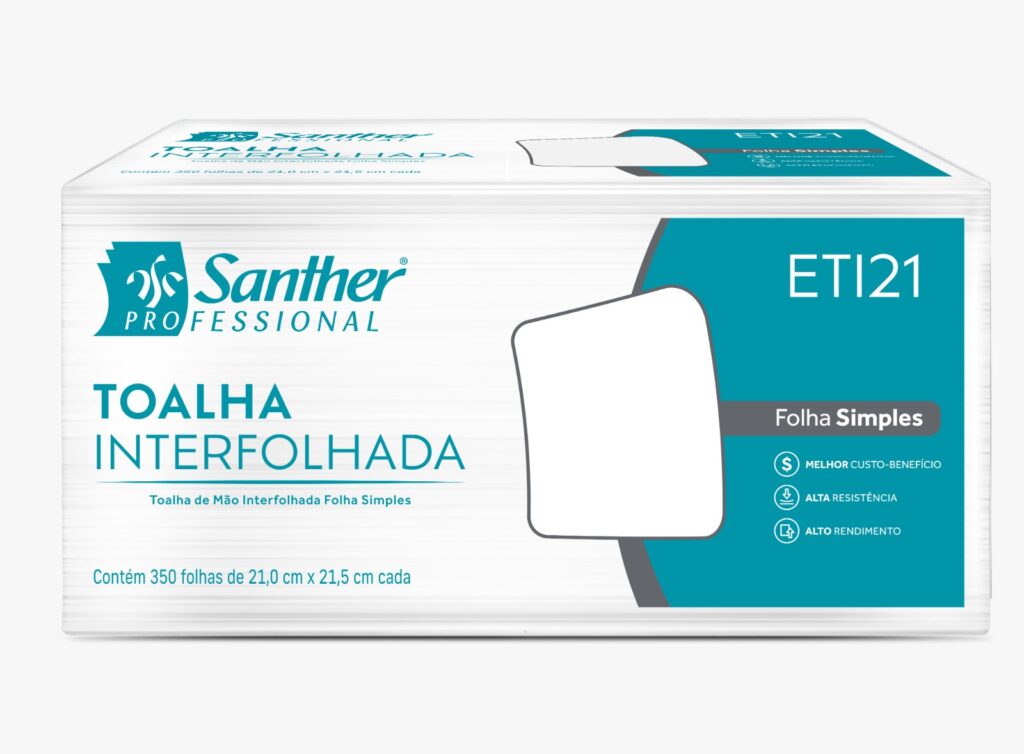 Papel Toalha Interfolha 3 Dobras Folha Simples da Santher ETI21