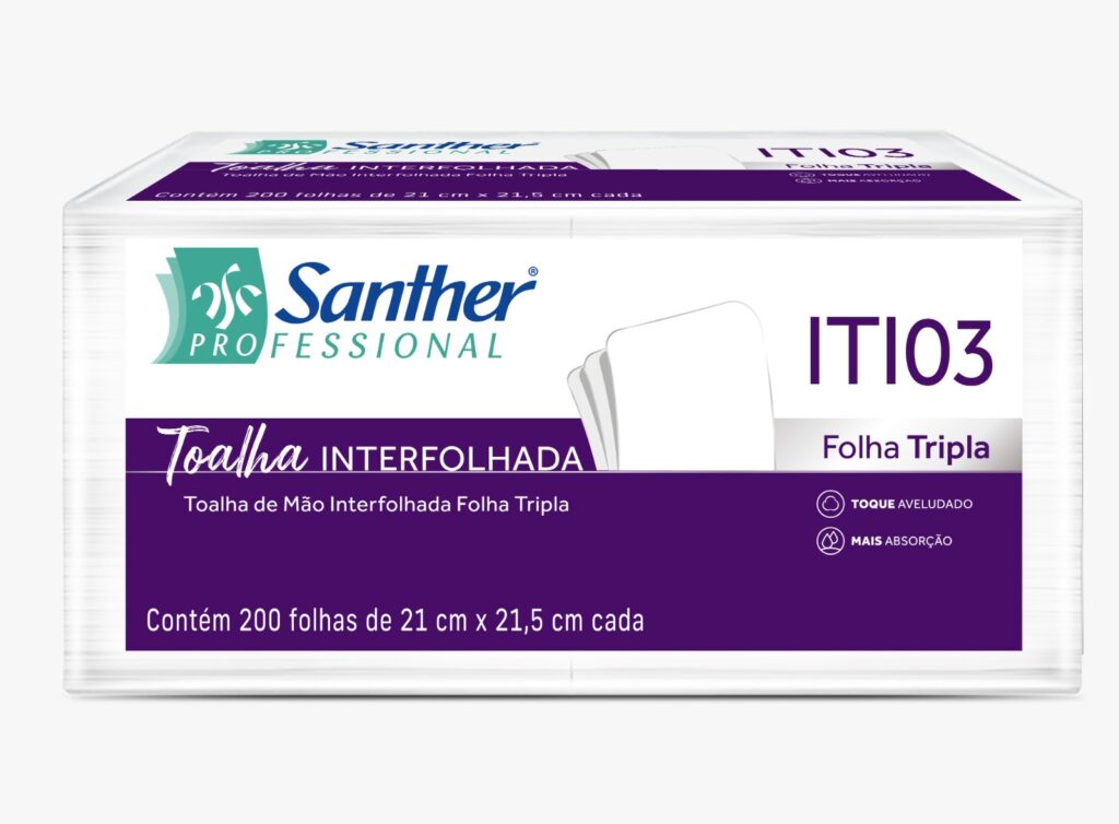 Papel Toalha Interfolha Folha Tripla da Santher ITI03